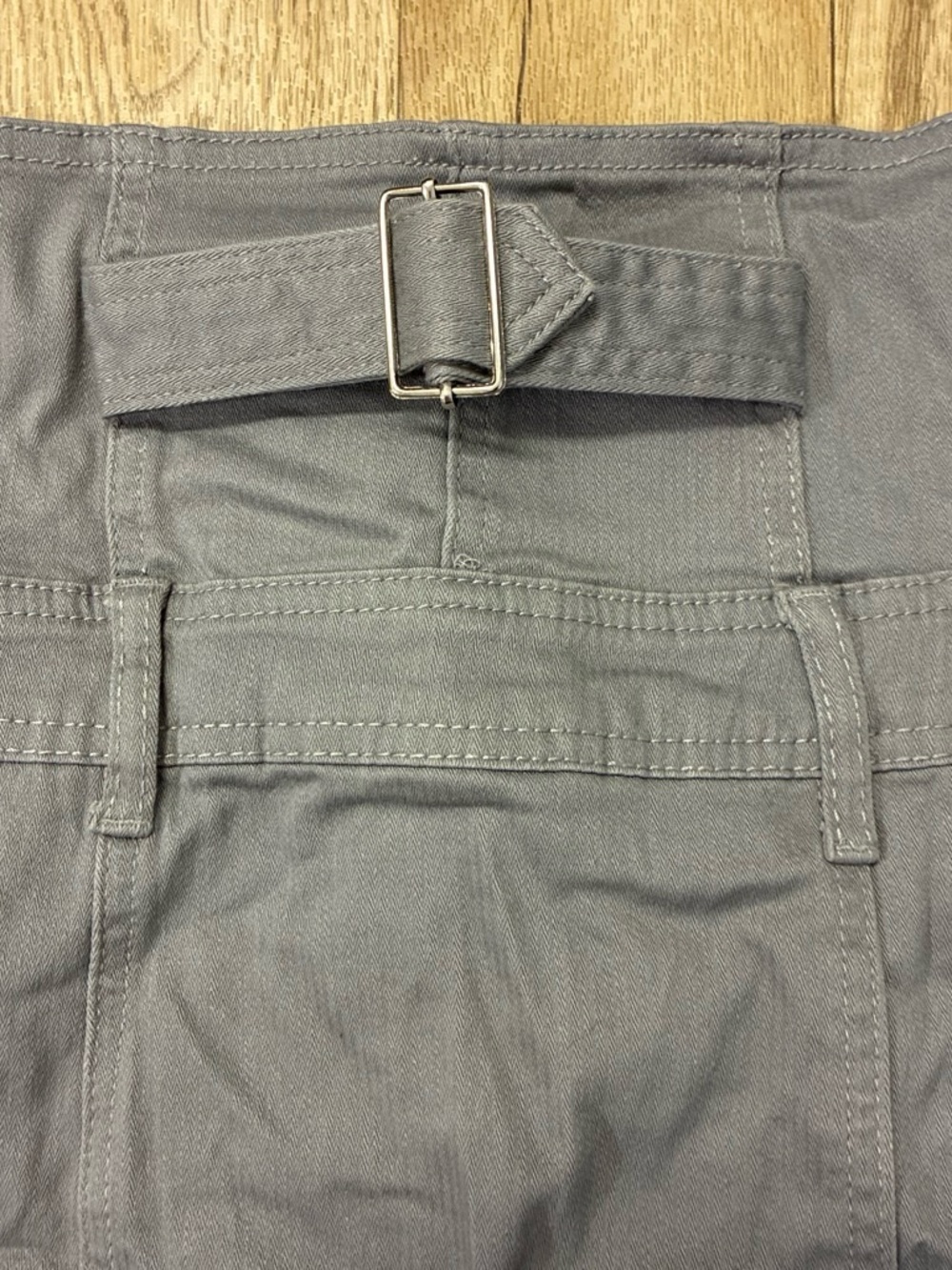 YMI Gray High-Waist Pants with Back Buckle Detail